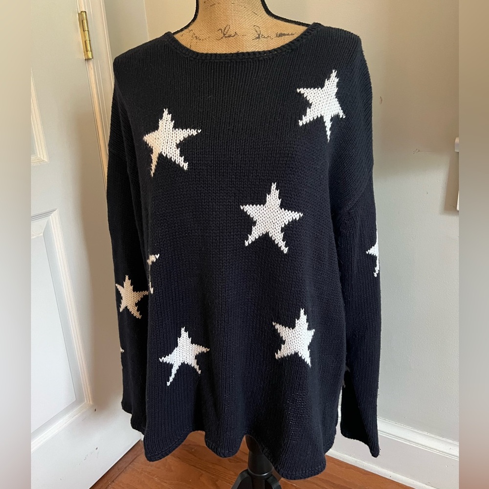 Coldwater Creek Navy Blue Star Sweater - Size 1X